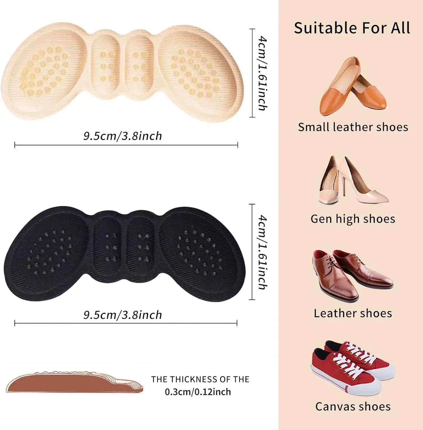 Anti-Slip Heel Cushion Pads for Shoes