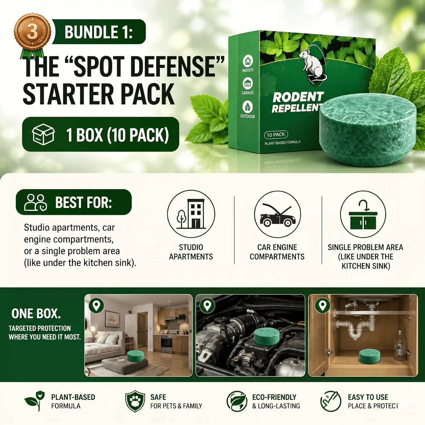 🟢 Natural Peppermint Rodent Repellent Tablets